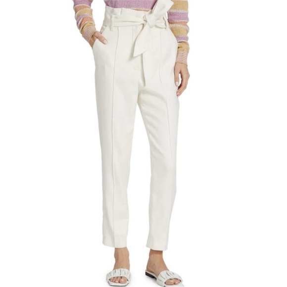 Veronica Beard Clerence Paper Bag Pants Cream Ivory Size 4 - Picture 1 of 14